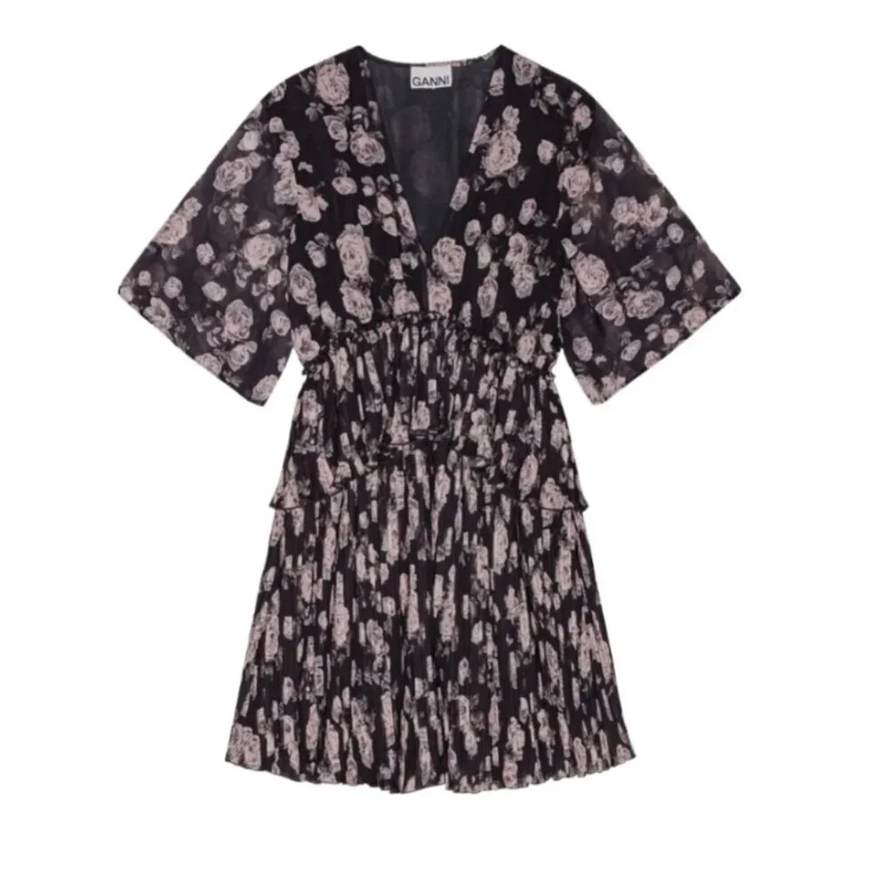NWT Ganni Floral Georgette Mini Dress